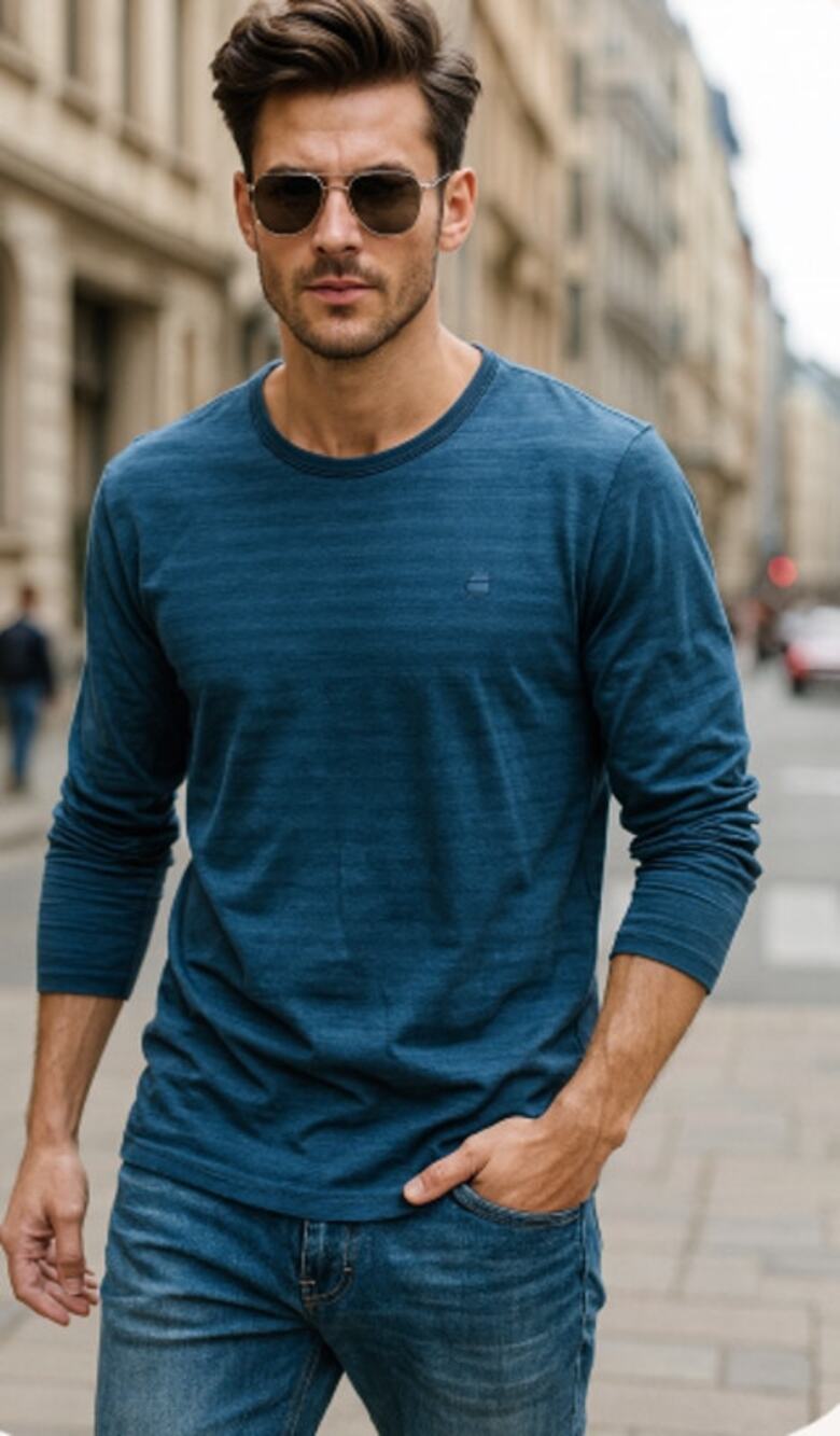 G-Star Raw Blue Striped Long Sleeve Shirt - Size M
